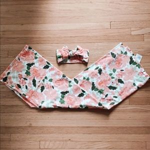 NWOT floral baby swaddle and matching headband OS